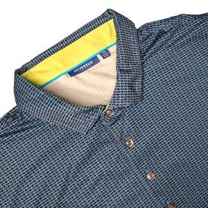 Devereux Golf Polo Shirt Short Sleeve Stretch Geometric Blue Mens Size XXL